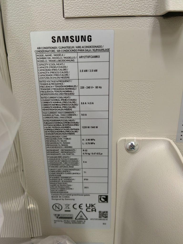 Samsung AR12TXFCAWKX (SN:0UYYPASR300455X)