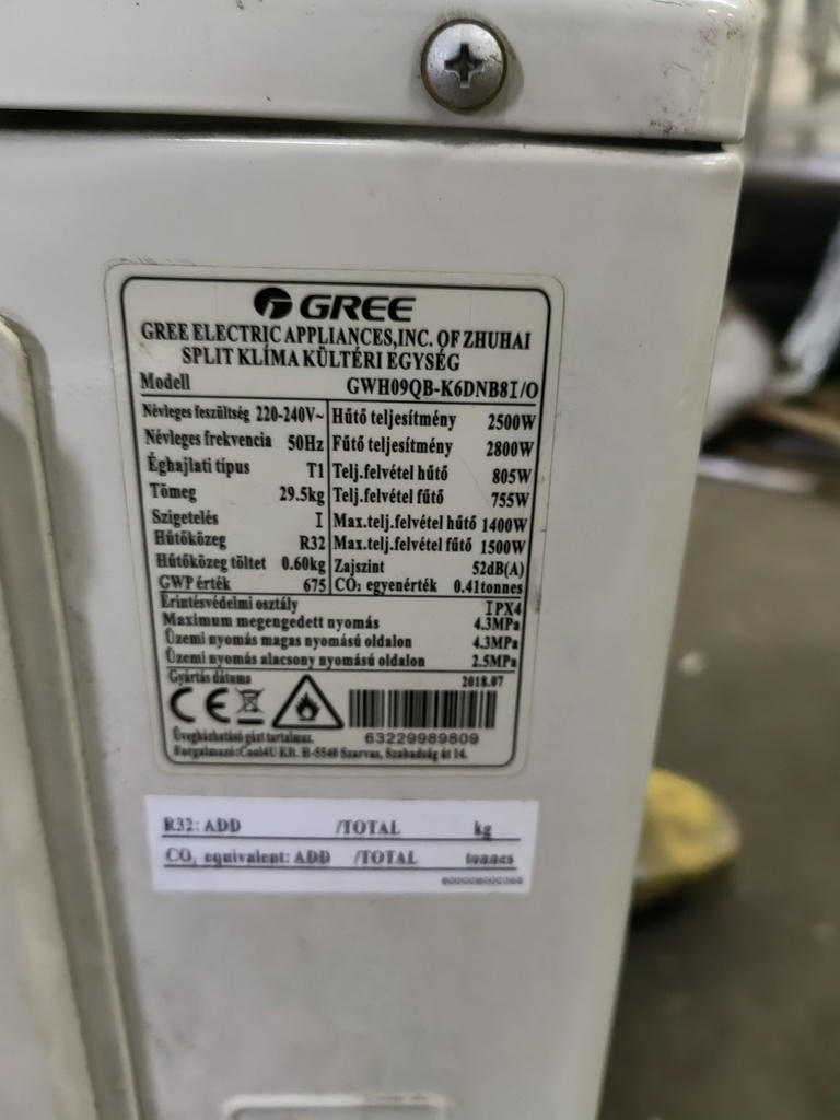 Gree GWH09QB-K6DNB8I/O (SN:4L44680055382)