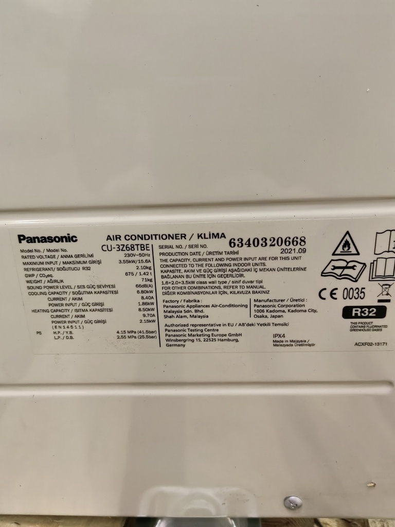 Panasonic CU-3Z68TBE (SN:6340320668)