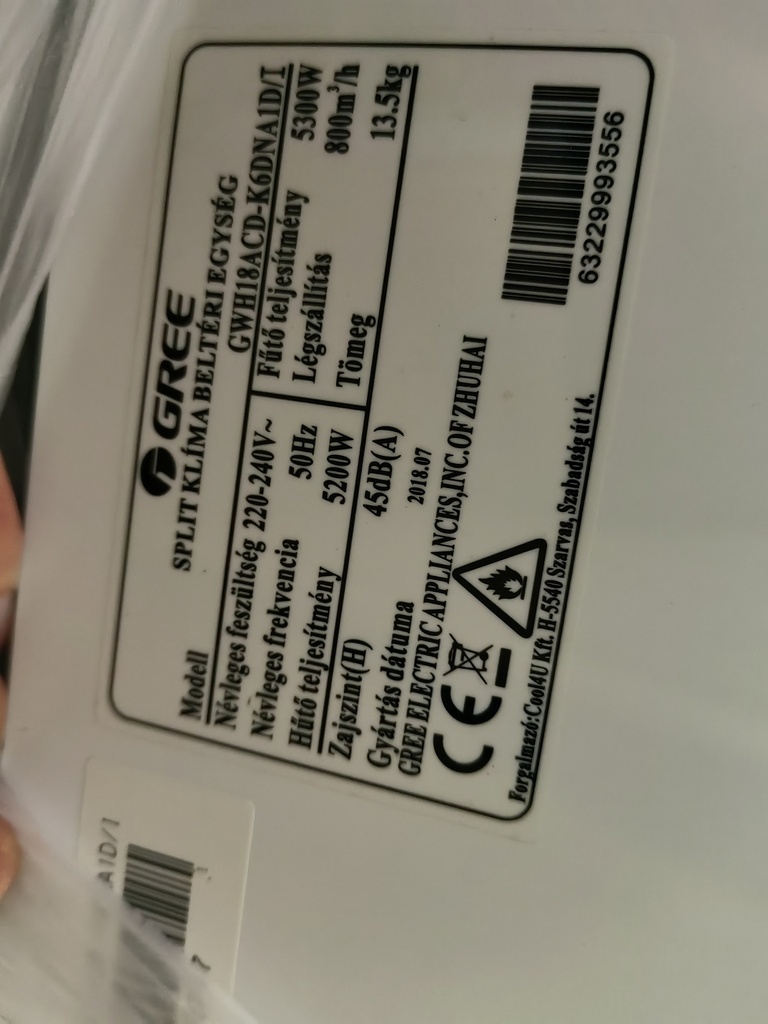 Gree GWH18ACD-K6DNA1D/I (SN:4M57680002287)