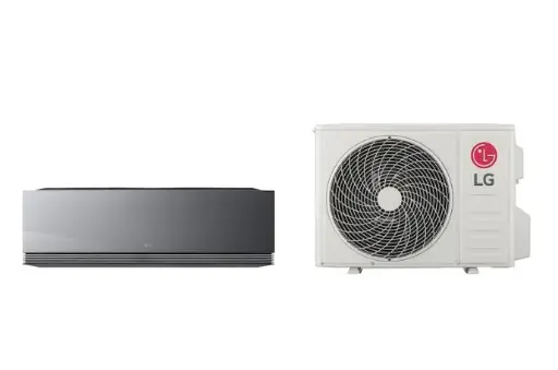 📦LG 2,6kW Artcool Mirror fekete Inverteres oldalfali klíma szett allergén szűrővel (AC09BK.NSJ, AC09BK.UA3)